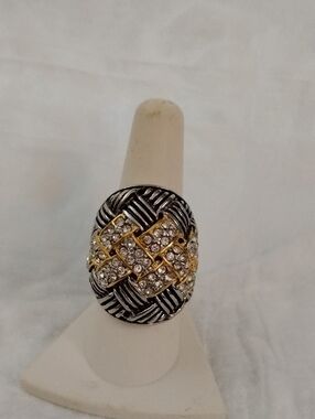 Emma Skye Gold & Silver Pavé Woven Statement Ring Size  10-1/4